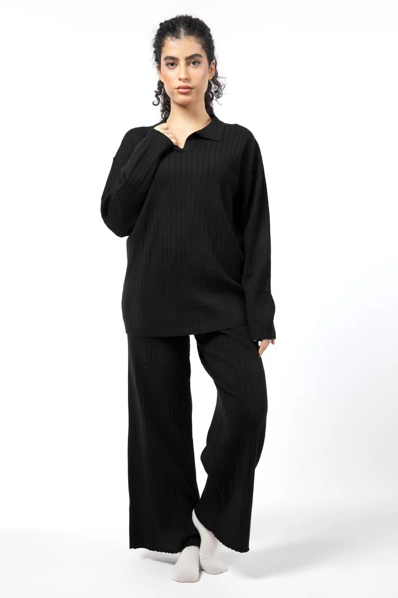 بلوزة نسائية للبيت بخامة صوف مضلعة - Image 7