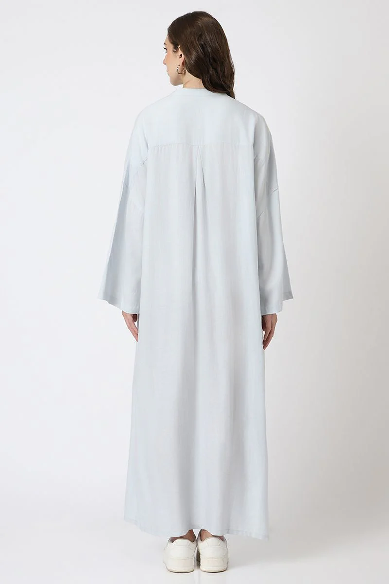فستان نسائي ماكسي فضفاض بلون موحد - Image 4